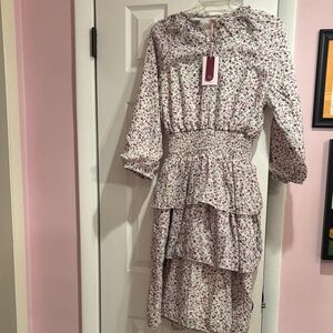 Elegant Floral Midi Dress - Pink